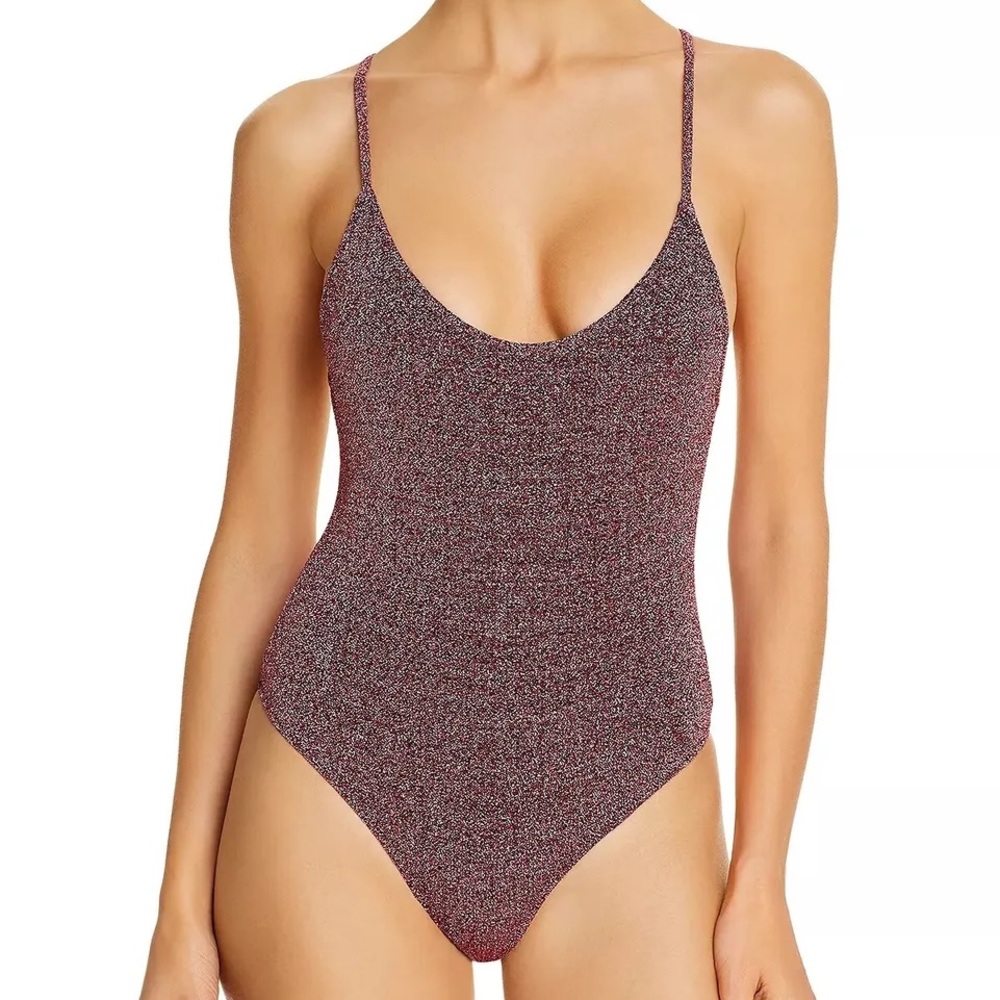 Caroline Constas Delfina Metallic One Piece Bathing Suit